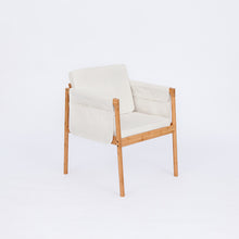 Load image into Gallery viewer, Armchair With Sponge Cushion and Hanging Storage Bags Bamboo Sofa Chair and Stool Set Home Furniture Office Chair Furniture