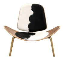 Load image into Gallery viewer, Tripod Plywood Modern Lounge Chair Cowhide Upholstery Living Room Furniture Modern Hans Wegner Leather Shell Chair Design Seat