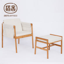 Load image into Gallery viewer, Armchair With Sponge Cushion and Hanging Storage Bags Bamboo Sofa Chair and Stool Set  Home Furniture Office Chair Furniture
