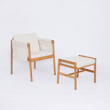 Load image into Gallery viewer, Armchair With Sponge Cushion and Hanging Storage Bags Bamboo Sofa Chair and Stool Set  Home Furniture Office Chair Furniture

